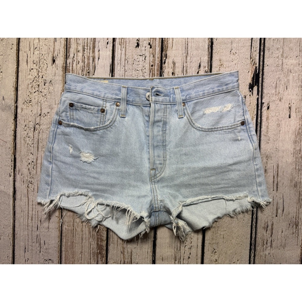 Levis Premium Denim 501 Jean Shorts Womens 27 Light Wash Button Fly Cut Offs